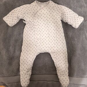 Zara White and Gray Patterned baby padded winter Footie